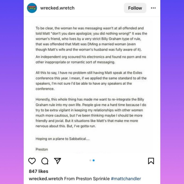 Prominent Friend of Matt Chandler Says Situation is Overblown, Explains