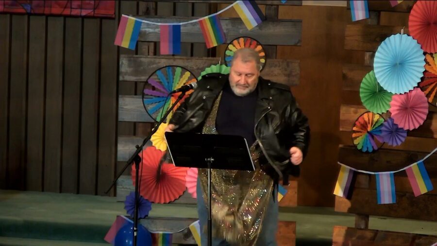WATCH! HERE WE GO, and THE DEVIL IS A LIE! Big Husky Male Singer in Church STRIPS IN THE PULPIT into A Demonic Sodomite/Homosexual LGBTQQIPF2SSAA+ Drag Queen Dress Midstream in the Solo. May God Have Mercy!